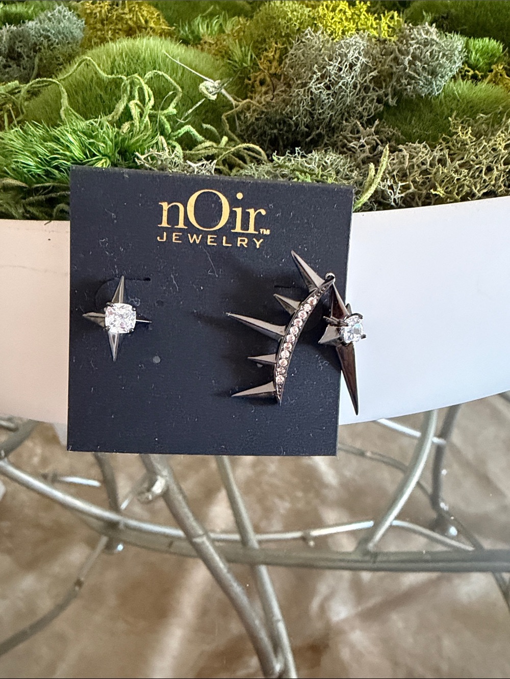 nOir Jewelry Black Spike Crystal Ear Jacket Set